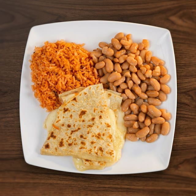 Quesadilla with Rice & Beans.