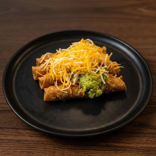 Rolled Taquitos with Cheese & Guacamole.